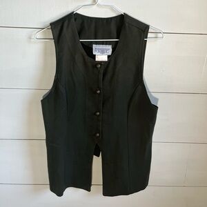 Vintage Creation GSL Inc. Dark Green Sleeveless Button-Front Women's Vest